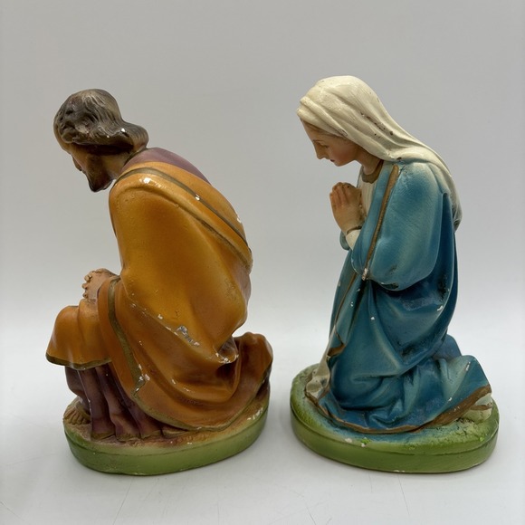 Vintage Chalkware Mary & Joseph Nativity Figures 7" Tall - Picture 5 of 10